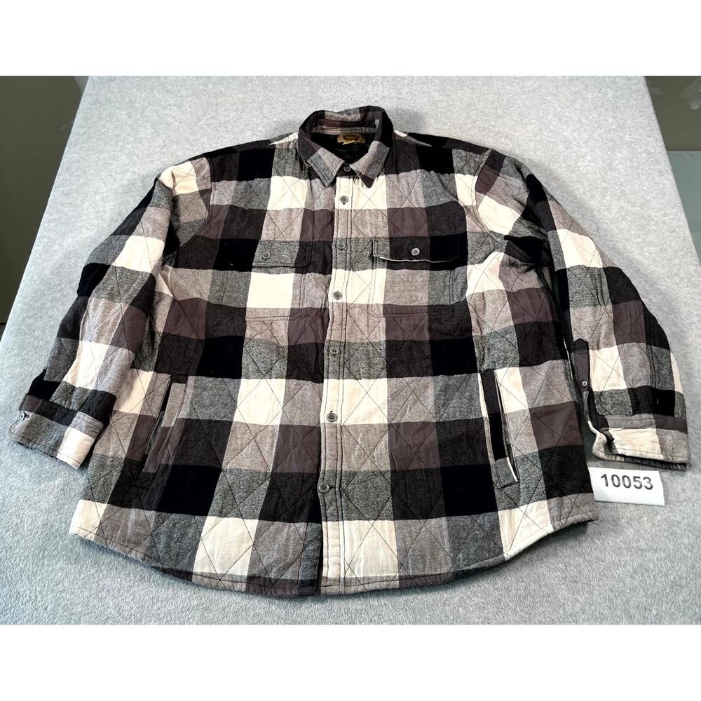 Foundry Flannel Shacket Men's 3XLT Multi Plaid Quilted Double Pockets Button Up
